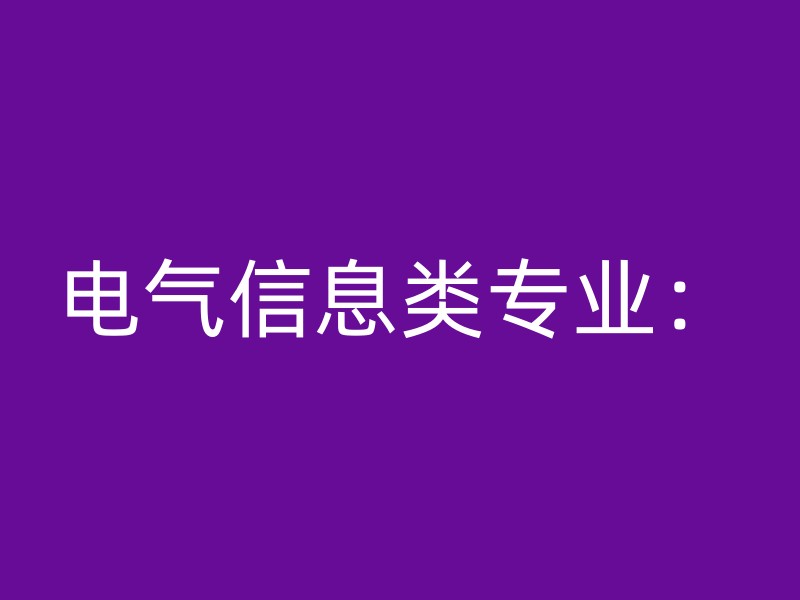 电气信息类专业：