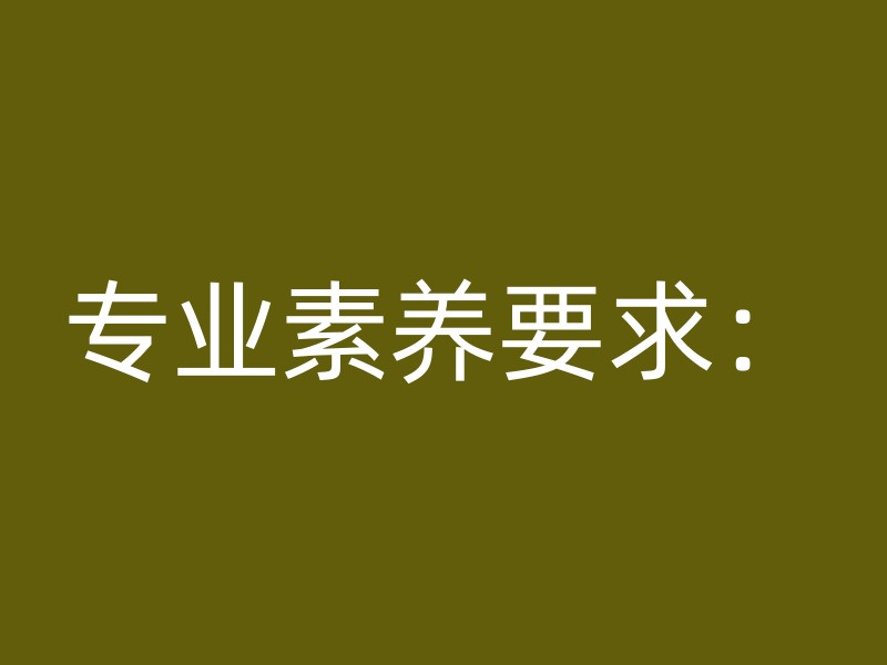 专业素养要求：