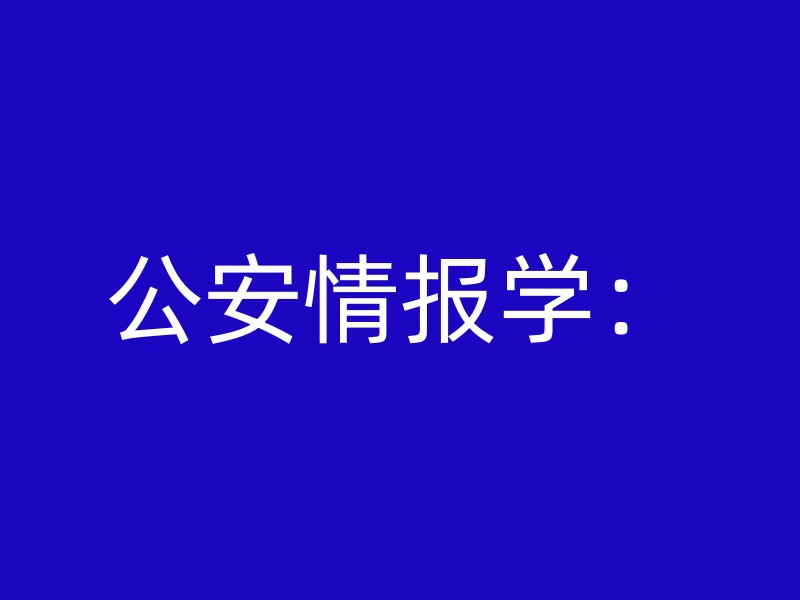 公安情报学：