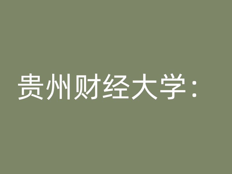 贵州财经大学：