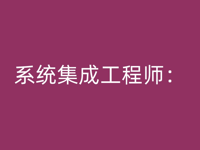 系统集成工程师：