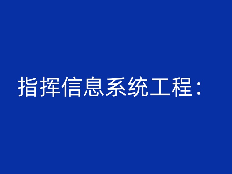 指挥信息系统工程：