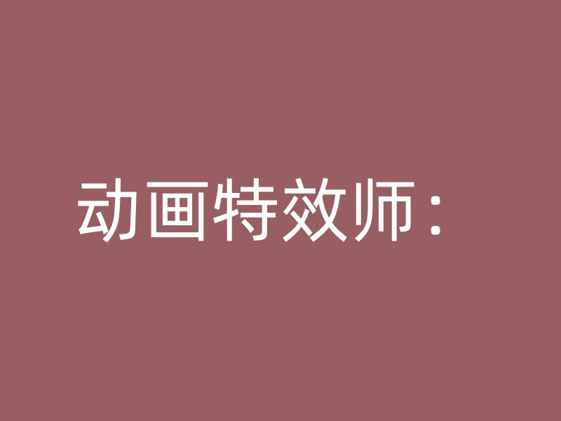 动画特效师：