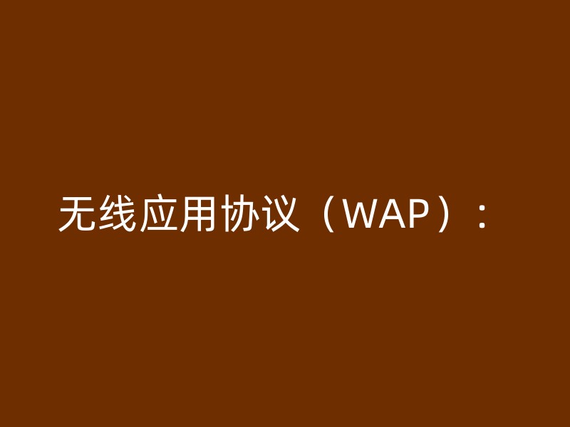 无线应用协议（WAP）：