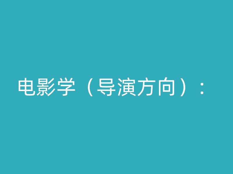 电影学（导演方向）：