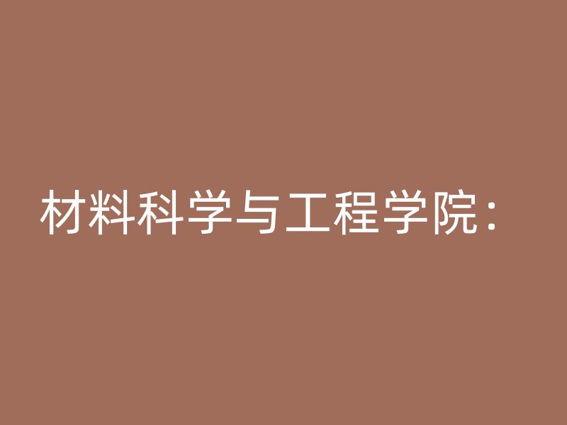 材料科学与工程学院：