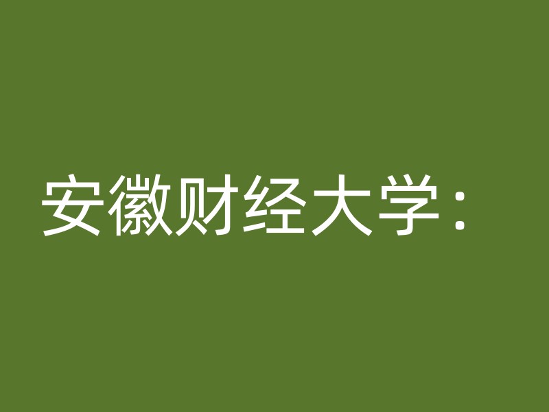 安徽财经大学：