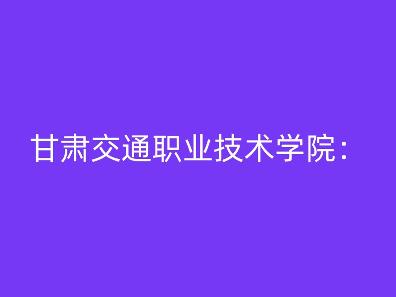 甘肃交通职业技术学院：