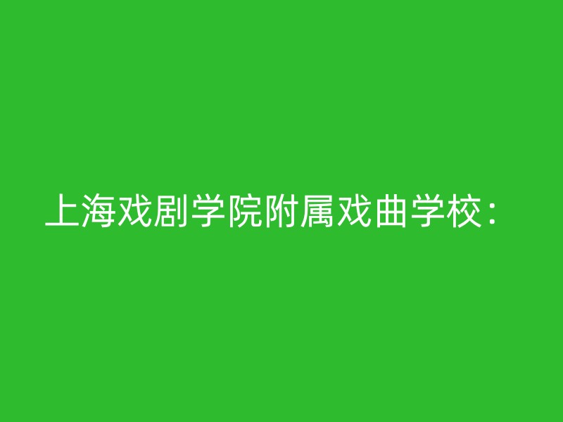 上海戏剧学院附属戏曲学校：