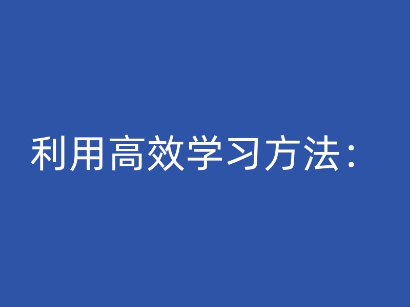 利用高效学习方法：