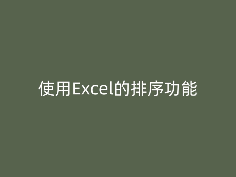 使用Excel的排序功能