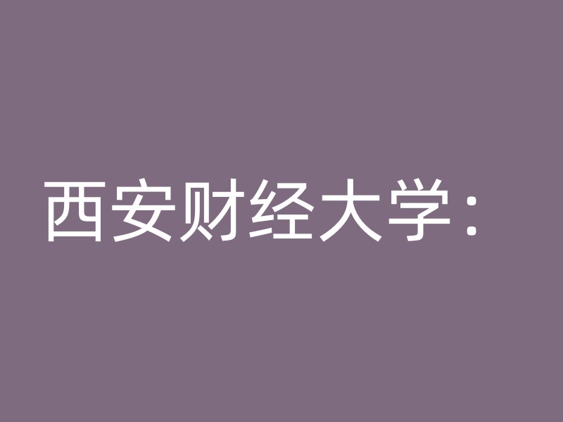 西安财经大学：