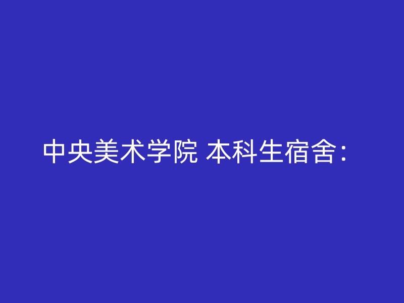 中央美术学院 本科生宿舍：