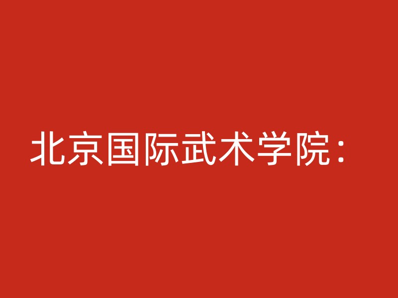 北京国际武术学院：