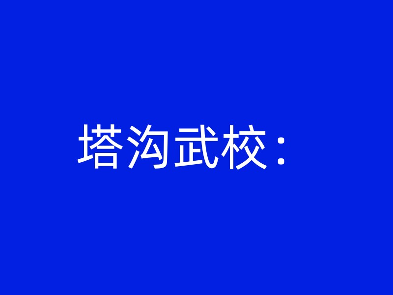 塔沟武校：