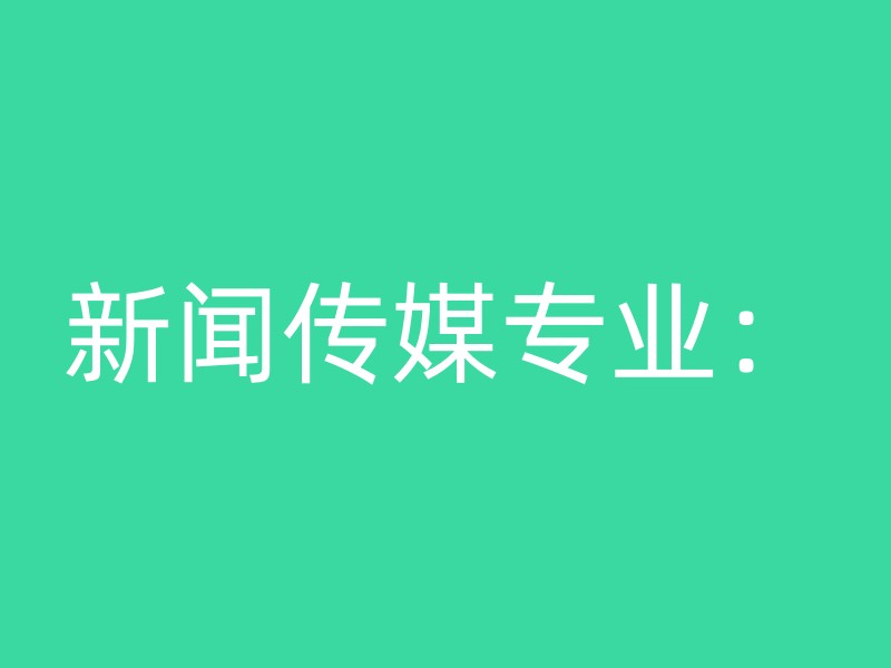 新闻传媒专业：