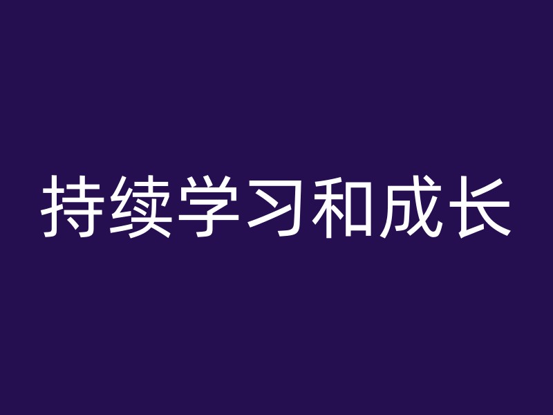 持续学习和成长