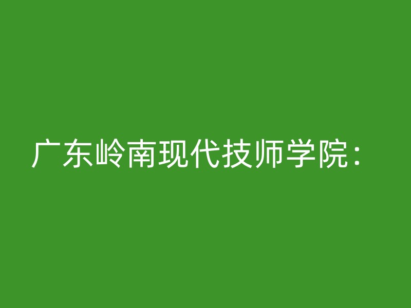 广东岭南现代技师学院：