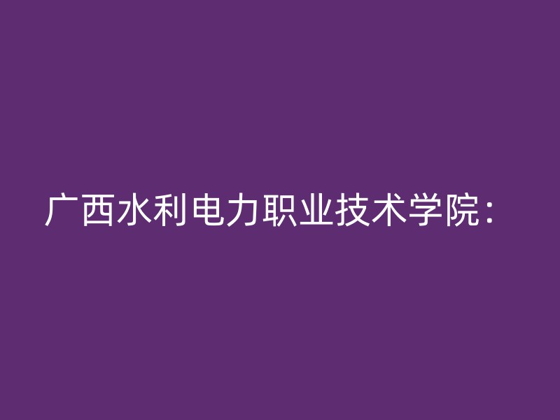 广西水利电力职业技术学院：