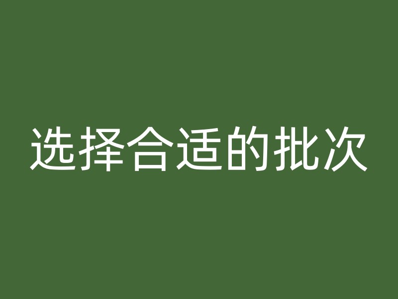 选择合适的批次