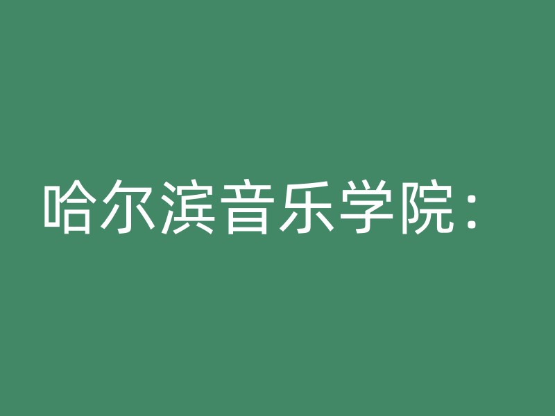 哈尔滨音乐学院：