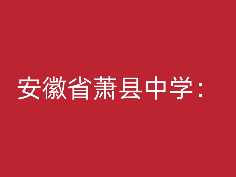 安徽省萧县中学：