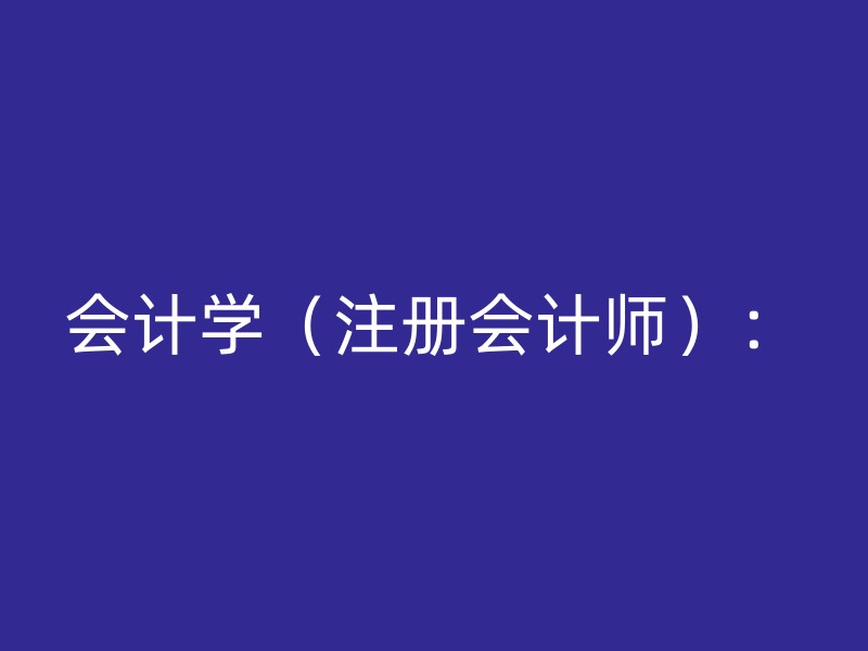 会计学（注册会计师）：