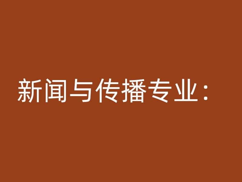 新闻与传播专业：