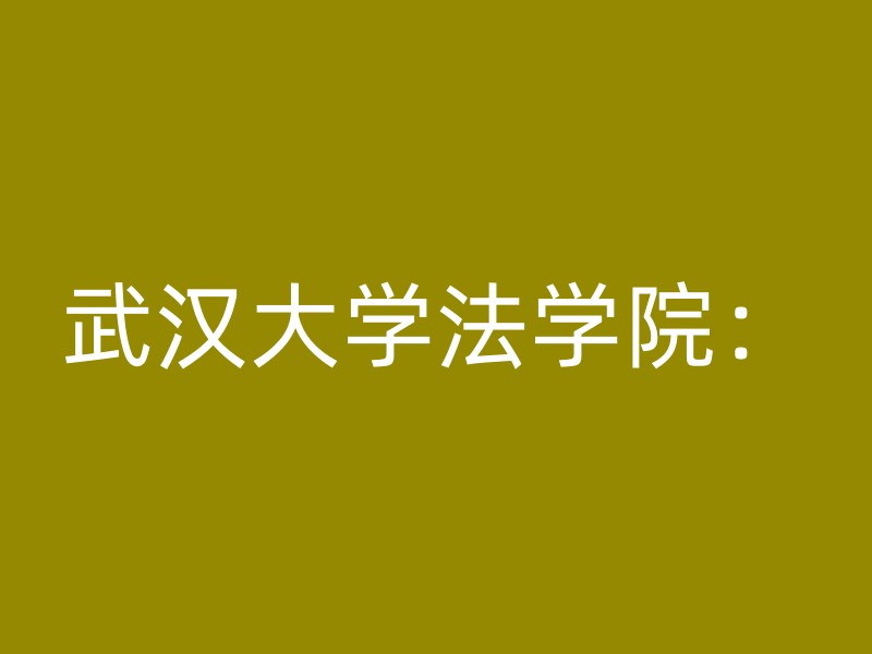 武汉大学法学院：