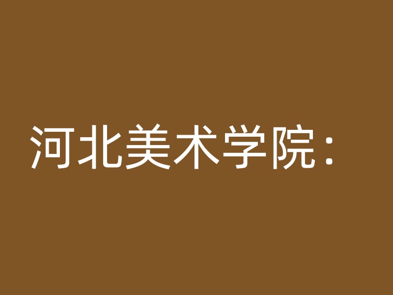 河北美术学院：