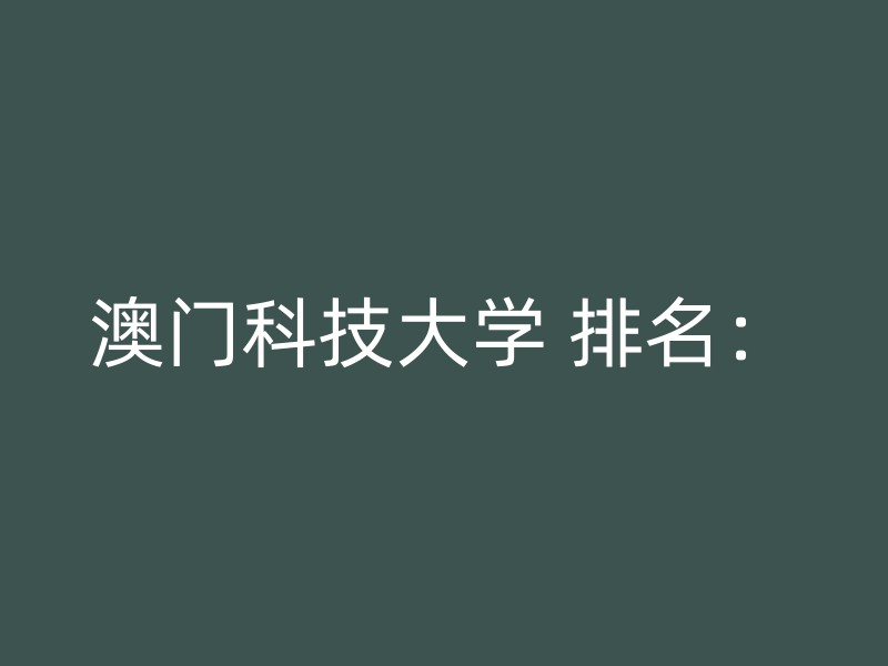 澳门科技大学 排名：