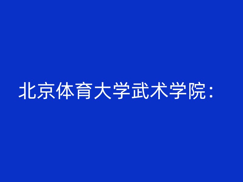 北京体育大学武术学院：