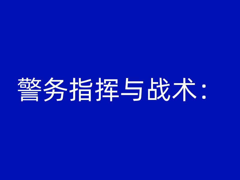 警务指挥与战术：