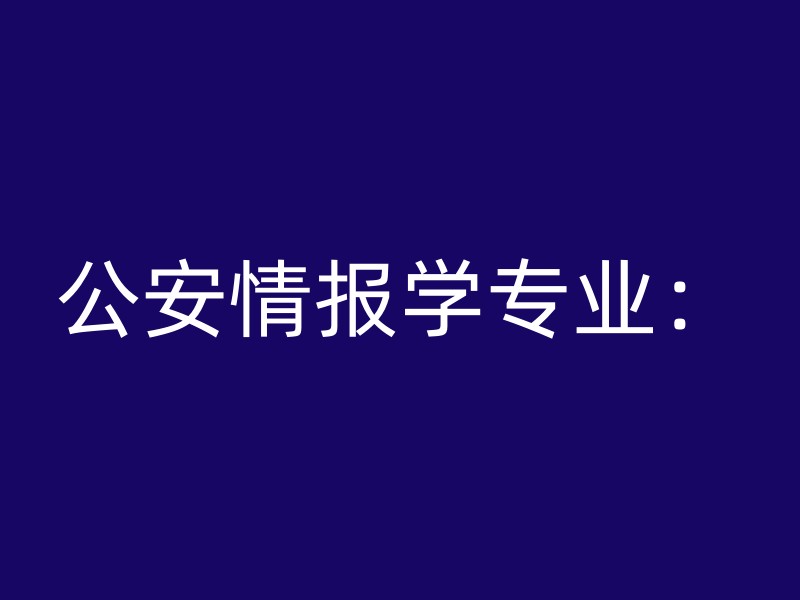 公安情报学专业：