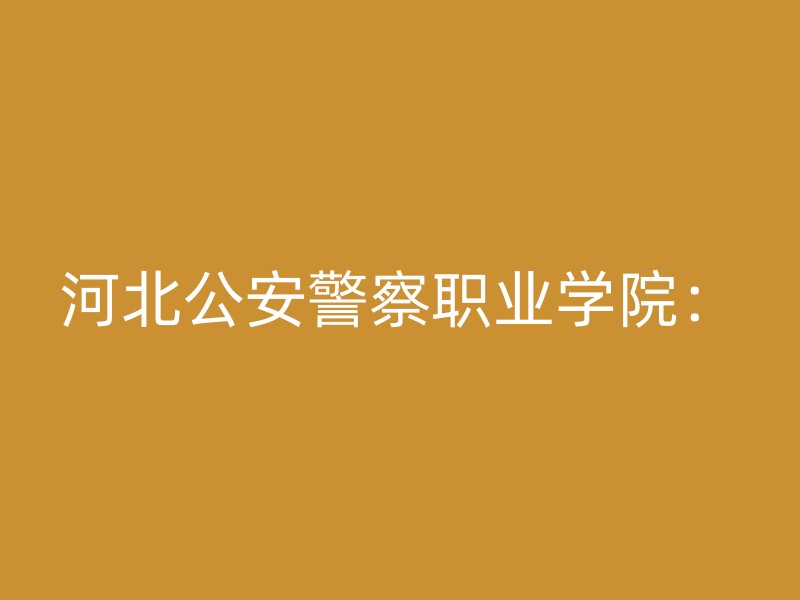 河北公安警察职业学院：