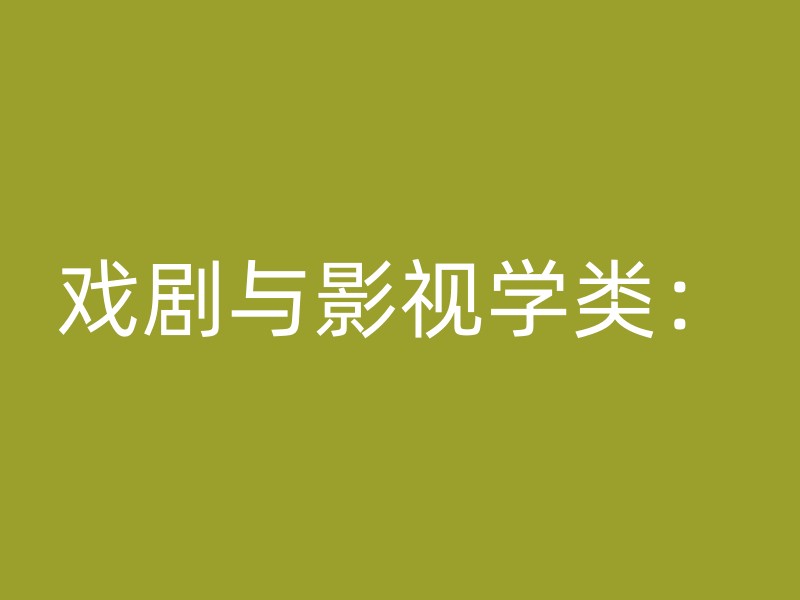 戏剧与影视学类：