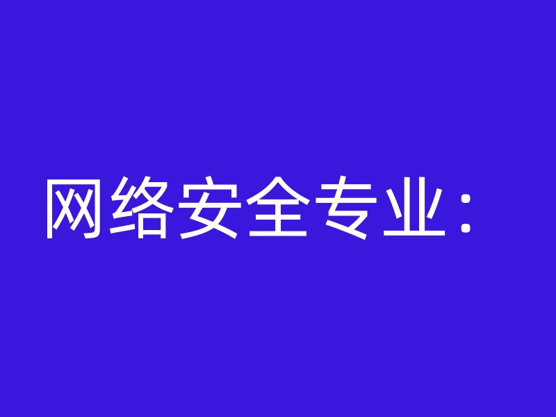 网络安全专业：