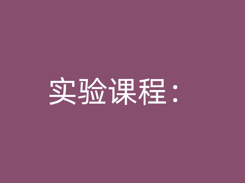 实验课程：