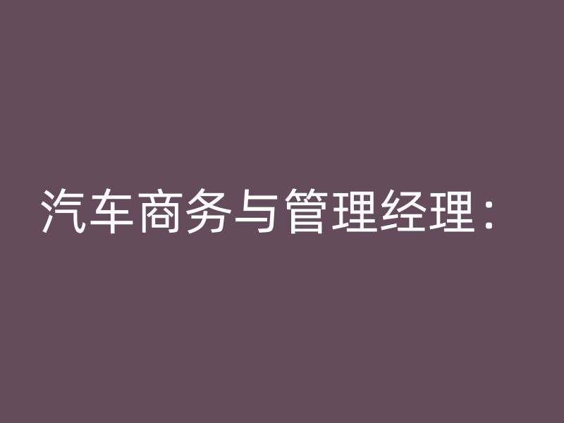 汽车商务与管理经理：