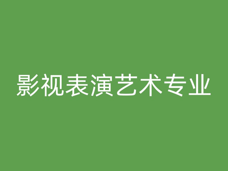 影视表演艺术专业