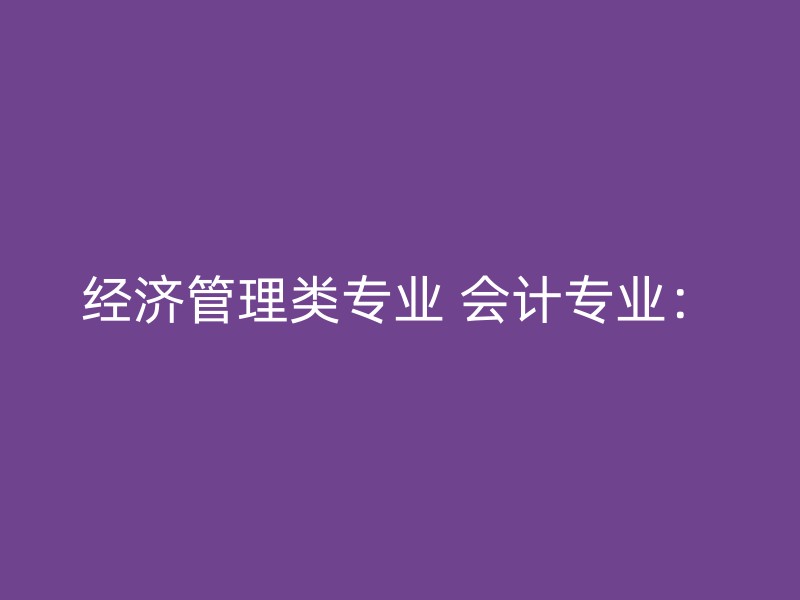 经济管理类专业 会计专业：