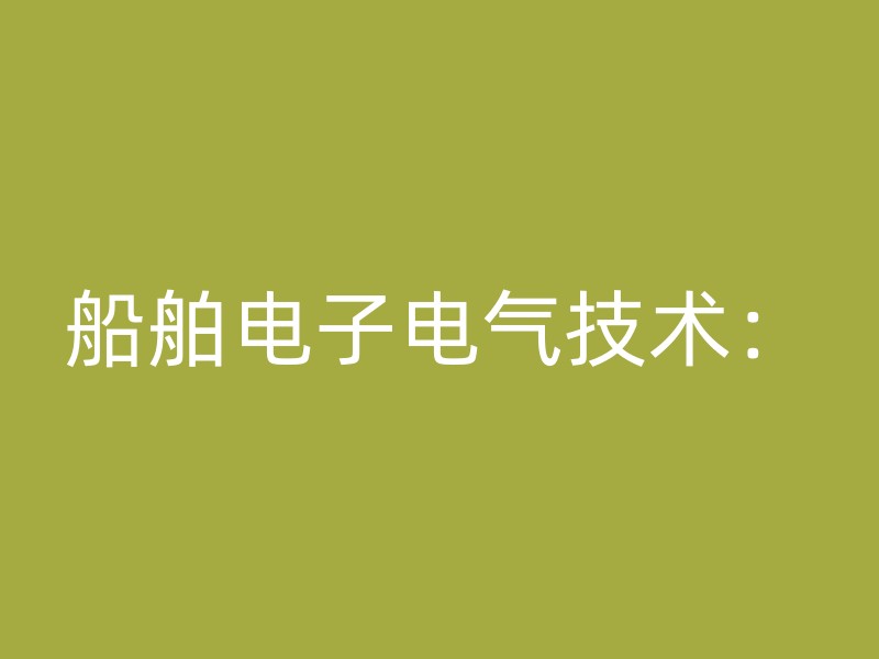 船舶电子电气技术：