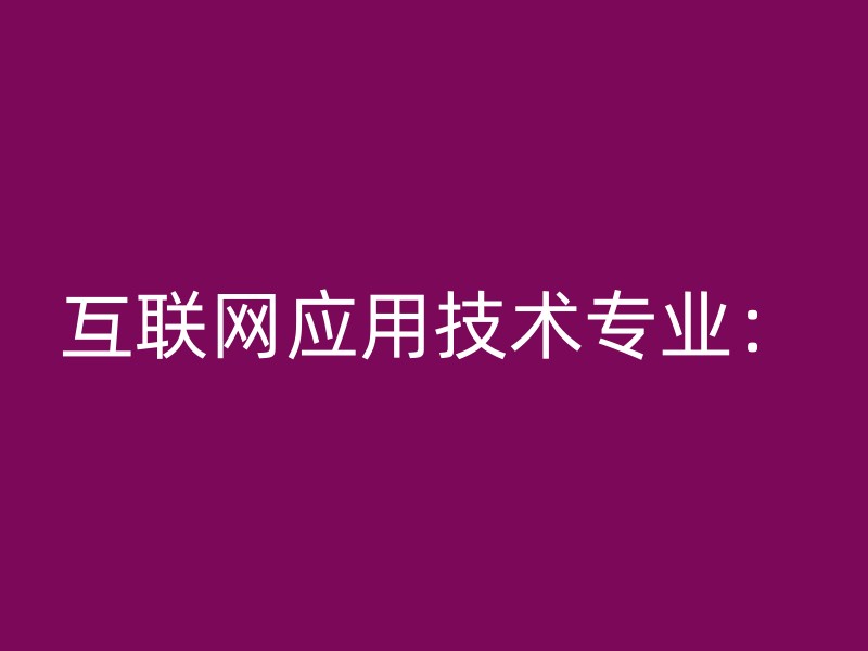 互联网应用技术专业：