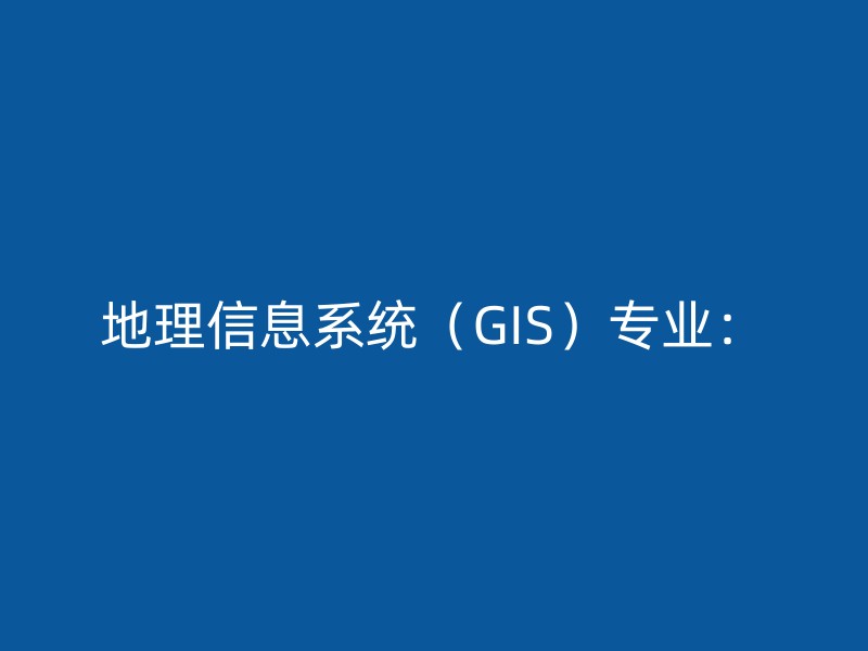 地理信息系统（GIS）专业：