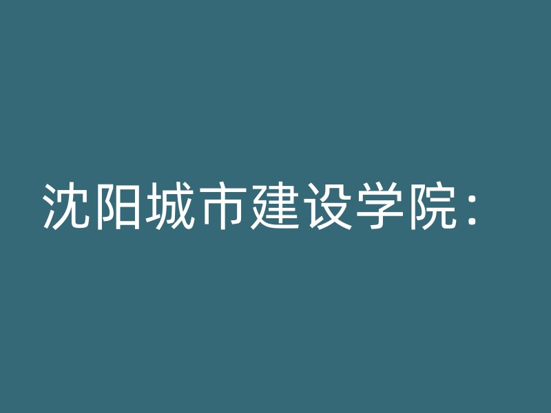 沈阳城市建设学院：