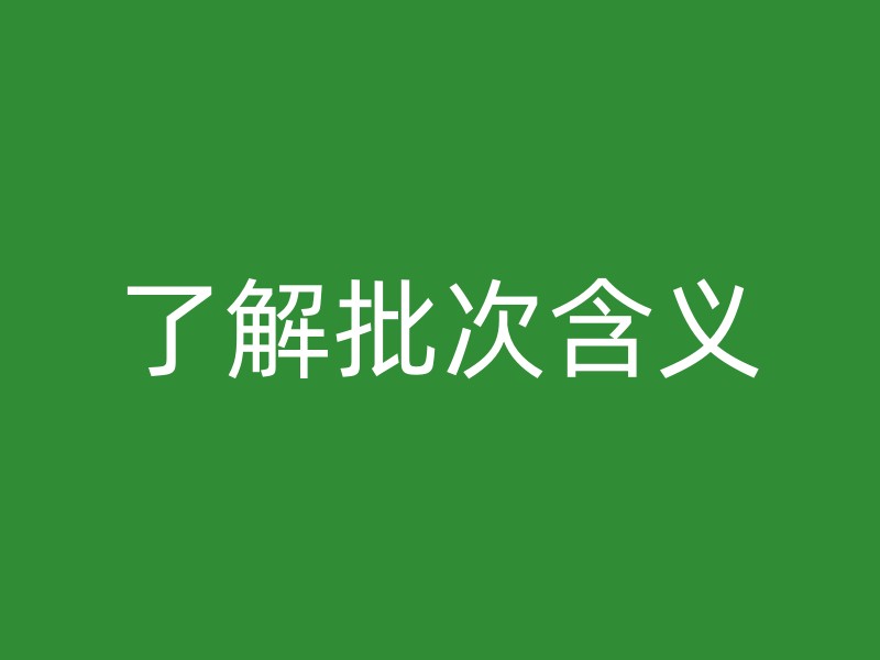 了解批次含义