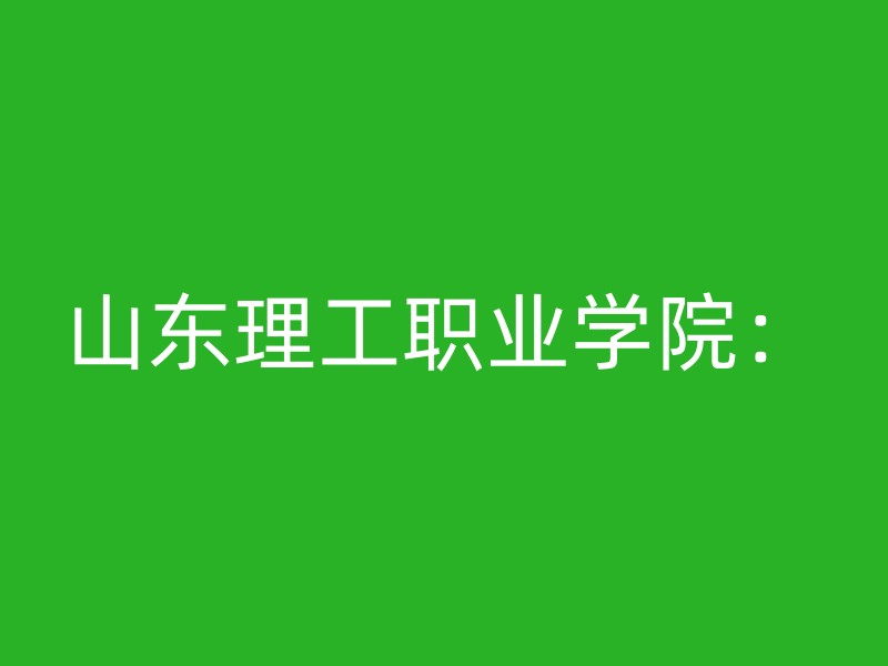 山东理工职业学院：