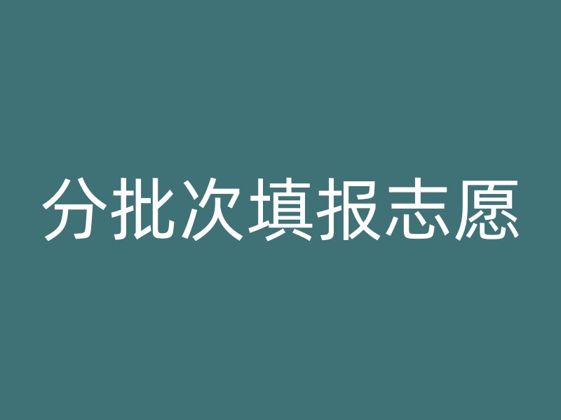 分批次填报志愿