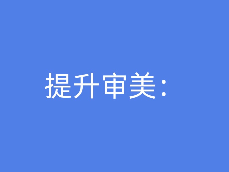 提升审美：