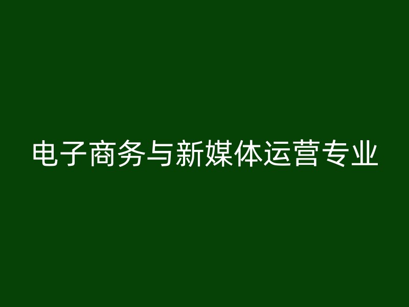 电子商务与新媒体运营专业